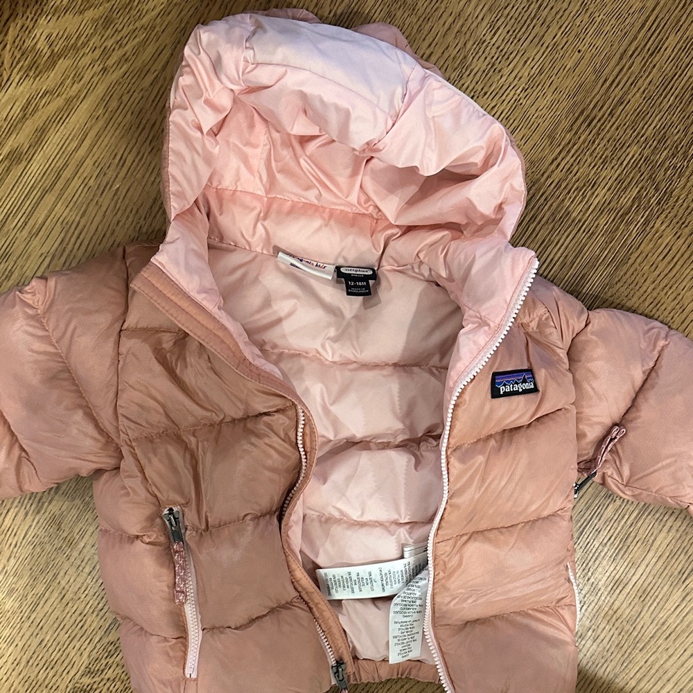 Patagonia Hi-Loft Down Sweater Baby Puffer Jacket in Pink